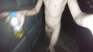 Piss shower, spanking and walking naked in public - 2 image