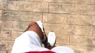 Persuaded a passer-by to give a for money on the beach - 1 image