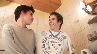 Cute teens suck and jerk each other's cocks until they cum blatantly - 1 image