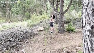 Amateur horny twink cruising for sex in the woods founds a nice big cock to suck and they both cum - 1 image