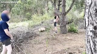 Amateur horny twink cruising for sex in the woods founds a nice big cock to suck and they both cum - 11 image