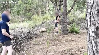 Amateur horny twink cruising for sex in the woods founds a nice big cock to suck and they both cum - 12 image