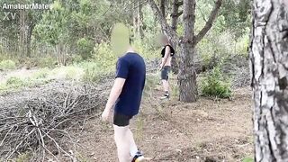 Amateur horny twink cruising for sex in the woods founds a nice big cock to suck and they both cum