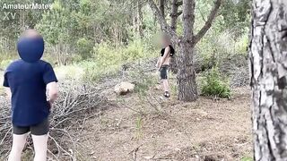 Amateur horny twink cruising for sex in the woods founds a nice big cock to suck and they both cum - 8 image