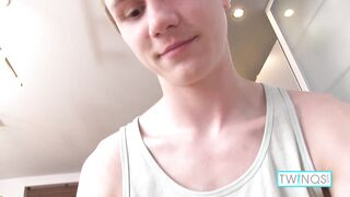 Sexy Blonde Liam P Fills His Ass With Beads And Cums Into His Abs!