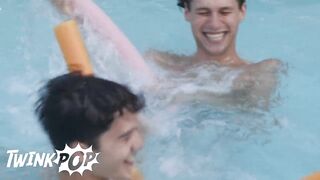 TWINKPOP - Sam Ledger Gets A Dripping Creampie By The Pool By His Hung Friend Shae Reynolds - 2 image