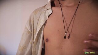 Skinny Twink Magic C Jerks His Big Cock And Shoots A Thick Cum Load All Over His Tattoo - 7 image