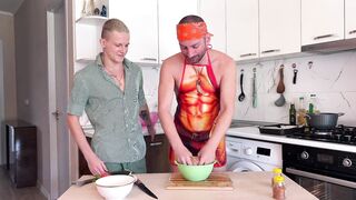 Chef fucked a cute twink while cooking dinner, cumming all over his asshole - 2 image