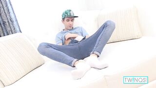 Watch this Fit Brunette William B rubs her body and takes a big load in her pussy!