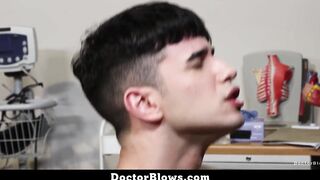 Doctor Blows Patient's Dick on the Exam Table - Twink Patient Spread-eagled