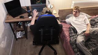 Stepbrother gets a deep throat from his cute stepbro, then fucks tight ass of his stepbro's girlfriend - 3 image