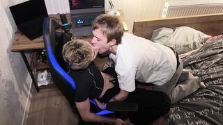 Stepbrother gets a deep throat from his cute stepbro, then fucks tight ass of his stepbro's girlfriend - 5 image