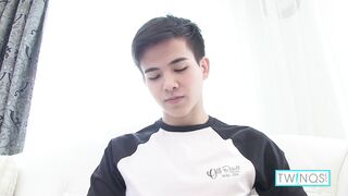 Xander can't resist jerking off and taking his own load like a champ!