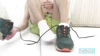 Xander can't resist jerking off and taking his own load like a champ! - 9 image