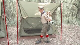 First time painful anal for smooth hot Twink scout in wood - 1 image