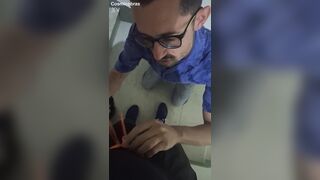 Twink Deepthroats Guy in Apartment Stairwell Fuck