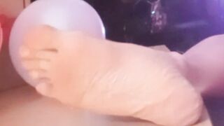 Jon Arteen blows, plays, cuddles, smells, pops tight balloons until bursting jerking off to cumming for Christmas