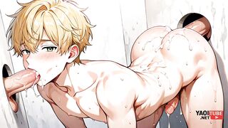Yaoi - Sexy Blond Twink in a glory Hole Pic Collection - Japanese Asian Manga Anime Game Gay Porn