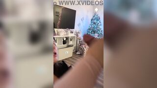 Huge Boobs Hot MILF Anal Play and Blowjob Christmas Eve