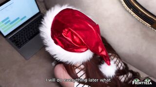 Step Mom Accidentally Sits On Cock and Makes Step Son Shoot Cum Inside Pussy on Christmas - 3 image
