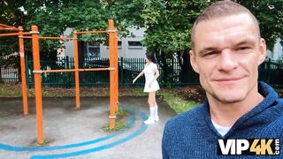 VIP4K. Past due? This naughty brunette knows how to solve this