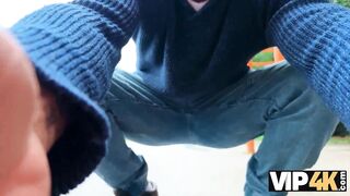 VIP4K. Past due? This naughty brunette knows how to solve this