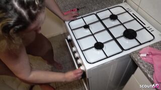 German Big natural Tits BBW Mature Wife Kathy Deep tricked Repaiman to Cheating Fuck in kitchen - 15 image