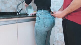 Cumming On my Maid's Ass with Gym Clothes while she was Washing Dishes (FREE USE/COMPILATION)) - 6 image