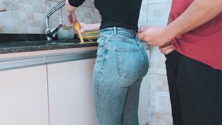 Cumming On my Maid's Ass with Gym Clothes while she was Washing Dishes (FREE USE/COMPILATION)) - 8 image