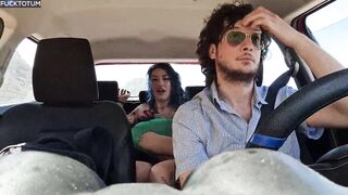 Stranded Lesbian Hitchhikers Share My Cock - DOUBLE BJ - Outdoor Standing Fuck - outdoor - double blowjob - ENGLISH SUBTITLES - 3 image