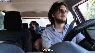 Stranded Lesbian Hitchhikers Share My Cock - DOUBLE BJ - Outdoor Standing Fuck - outdoor - double blowjob - ENGLISH SUBTITLES