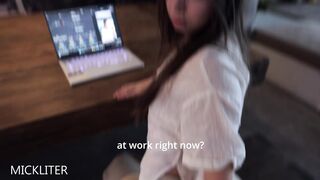 My colleague didn't hesitate for long when she saw the thick cock. - 1 image