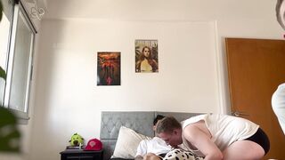 Tight Anal Riding on Huge Step-Bro's Cock while Cuckold Spies on Us [4k Threesome] - 6 image
