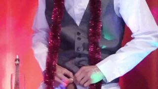 Happy New Year! The cute French-Asian twink Jon Arteen jerks off, ejaculates into a glass, and drinks his own semen