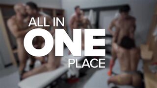 Dean Young gets her tight ass drilled hard by nine horny studs in a wild gangbang