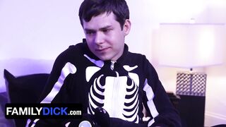 Step Daddy's dick is the only thing keeping Step Son's twink stepmom safe in A Family Dick Halloween Special
