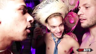 Watch these young studs get wild with their tongues, lips, and big toys in this wild college party