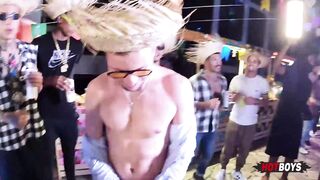 Watch these young studs get wild with their tongues, lips, and big toys in this wild college party