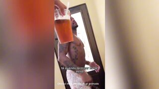 Tattooed white babe gets aroused from banging on the furniture