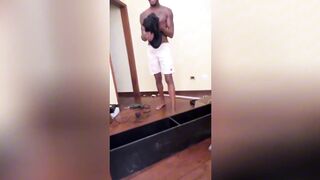 Tattooed white babe gets aroused from banging on the furniture