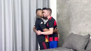 Watch these soccer players stuff a tight twink's ass with their massive dicks - Ferjinho, Lukas Alviti, and Rodrigo! - 1 image