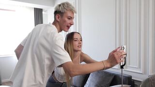 Stepdad catches stepdaughter getting bareback with a cute cutie & punishes her with his big cock