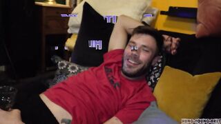 Hairy Hunk with a big dick gets rough anal and hairy blowjob from a young stud - 1 image
