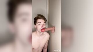 Watch this slim-bodied amateur slut Can't Get Enough of Sucking his massive dildo! - 6 image