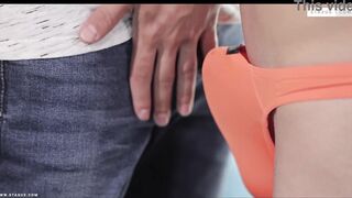 Watch this hot young babe take it all in with her foreskin and uncut mouth!