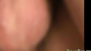 Watch this hot Latino teen cum hard while getting a facial from her big cock