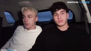 Young dudes in a car blowjob each other before clubbing - 2 image