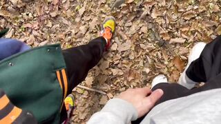 Naughty teen with twinkly hair gets drilled hard by a huge cock in the park