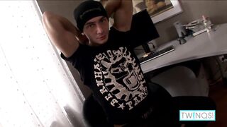 Brunette Twink Hunter T Jacks Off & Milks His Big Cock with Her Big Ass