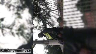 Watch this hot amateur twink suck and fuck a motorcycle courier in public - 1 image